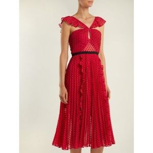 Self-Portrait Ruffle-trimmed pleated dress UK 8 / US 4
